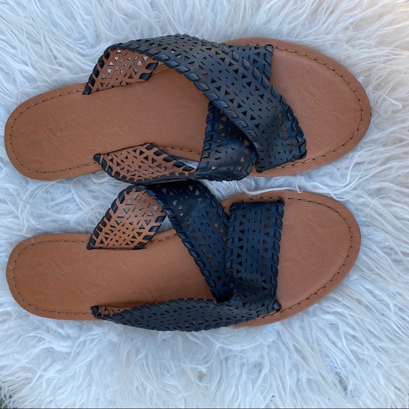 Womens Slide Sandals Crossband Open Toe 